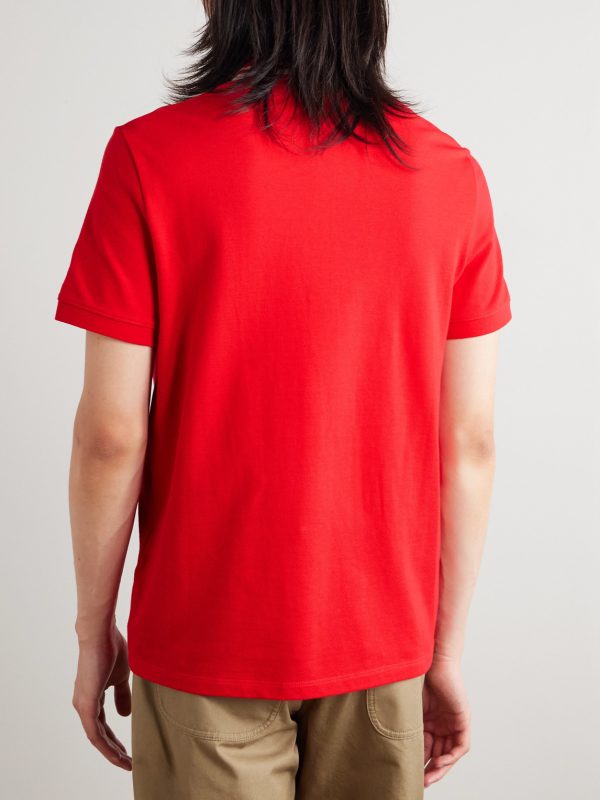 Logo-Appliquéd Striped Cotton-Piqué Polo Shirt - BK
