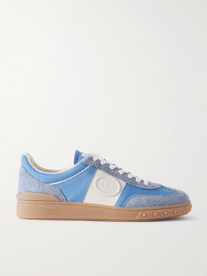 Upvillage Leather and Suede-Trimmed Twill Sneakers