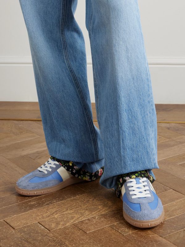 Upvillage Leather and Suede-Trimmed Twill Sneakers - OU Upvillage Leather and Suede-Trimmed Twill Sneakers - OU