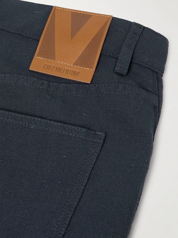 Straight-Leg Embellished Linen and Cotton-Blend Trousers - CU