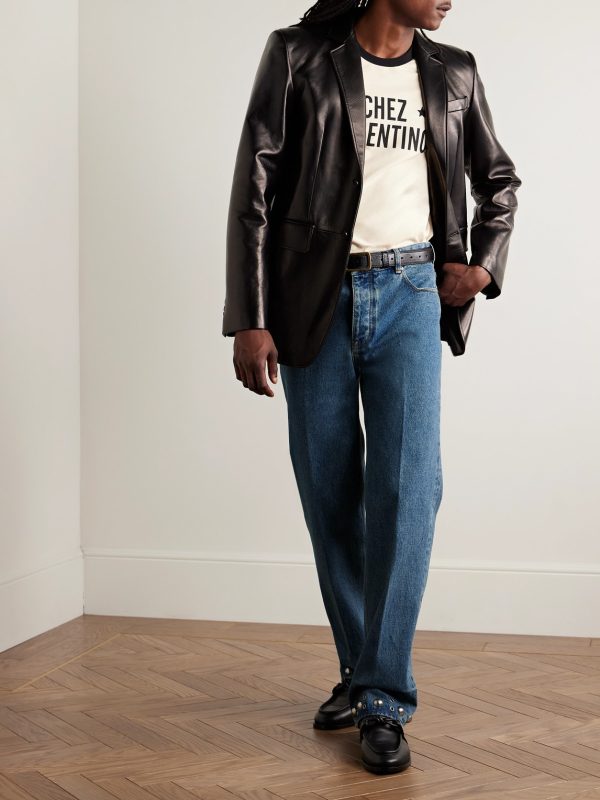 Slim-Fit Straight-Leg Embellished Jeans - OU Slim-Fit Straight-Leg Embellished Jeans - OU