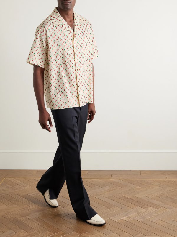 Camp-Collar Printed Cotton-Poplin Shirt - OU Camp-Collar Printed Cotton-Poplin Shirt - OU