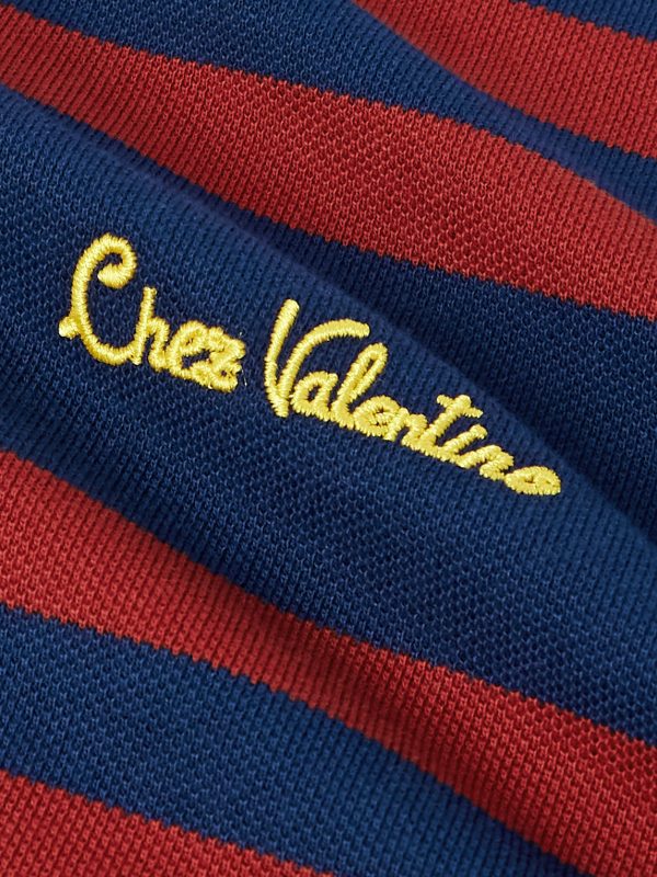 Chez Valentino Logo-Embroidered Striped Cotton-Piqué Polo Shirt - CU Chez Valentino Logo-Embroidered Striped Cotton-Piqué Polo Shirt - CU