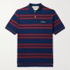 Chez Valentino Logo-Embroidered Striped Cotton-Piqué Polo Shirt Chez Valentino Logo-Embroidered Striped Cotton-Piqué Polo Shirt
