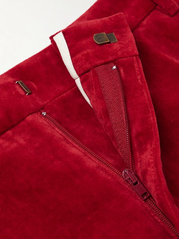 Flared Cotton and Linen-Blend Velvet Trousers - E1