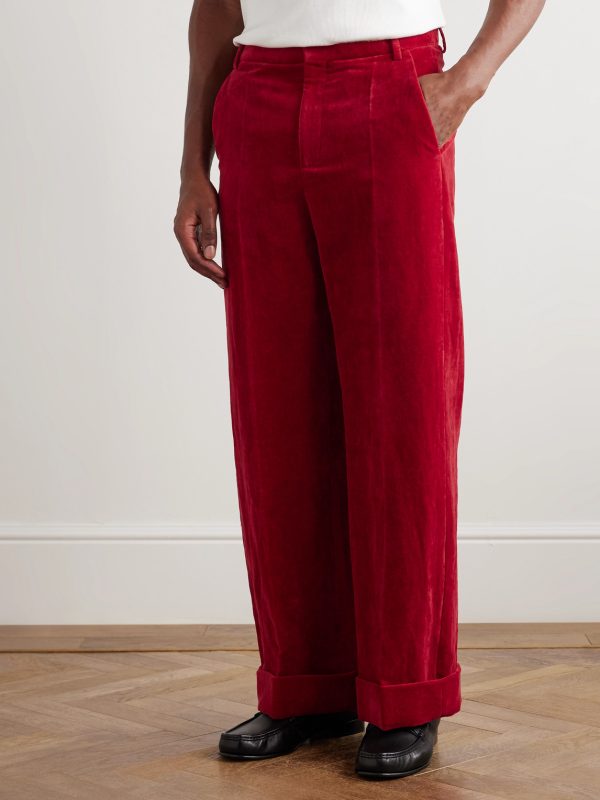 Flared Cotton and Linen-Blend Velvet Trousers - FR