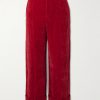 Flared Cotton and Linen-Blend Velvet Trousers