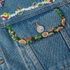 Bead-Embellished Floral-Trimmed Denim Jacket - E1 Bead-Embellished Floral-Trimmed Denim Jacket - E1