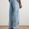 Wide-Leg Jacquard-Trimmed Jeans - BK Wide-Leg Jacquard-Trimmed Jeans - BK