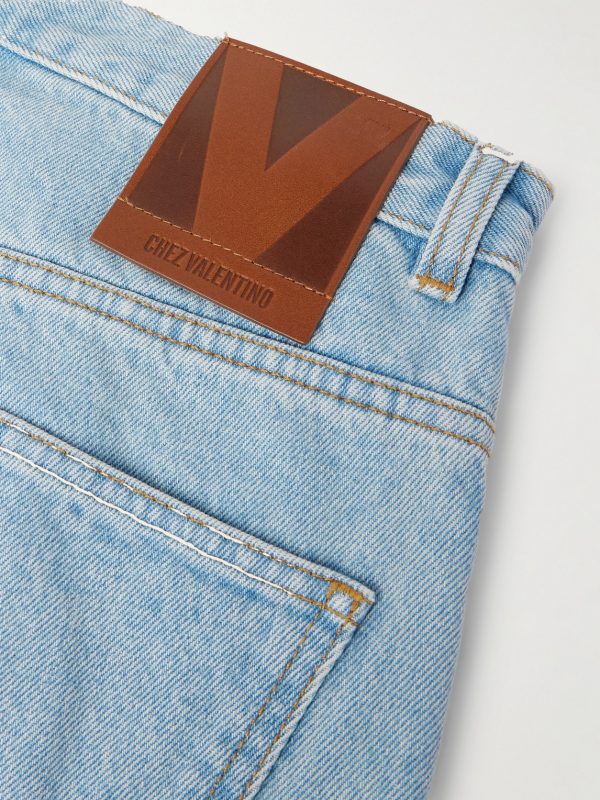 Wide-Leg Jacquard-Trimmed Jeans - CU Wide-Leg Jacquard-Trimmed Jeans - CU