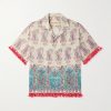 Voyage Imaginaire Camp-Collar Tasseled Paisley-Print Linen Shirt Voyage Imaginaire Camp-Collar Tasseled Paisley-Print Linen Shirt