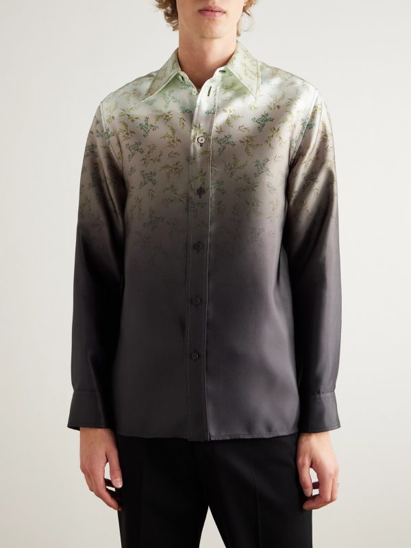 Dégradé Floral-Print Satin-Twill Shirt - FR Dégradé Floral-Print Satin-Twill Shirt - FR