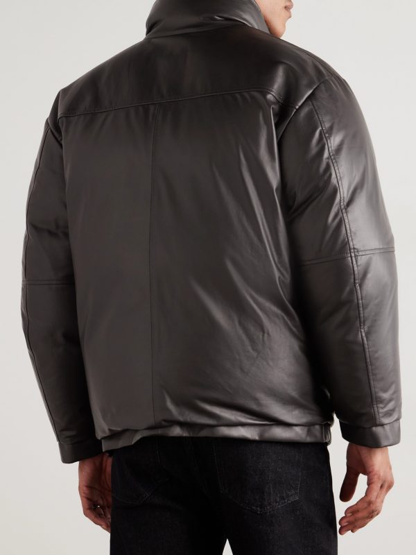 Leather Down Jacket - BK Leather Down Jacket - BK