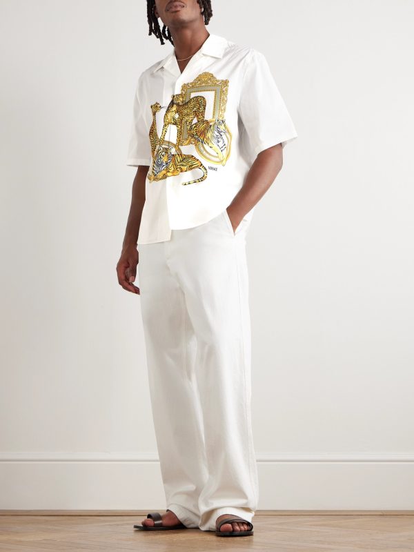 Wild Cats Camp-Collar Printed Cotton-Poplin Shirt - OU Wild Cats Camp-Collar Printed Cotton-Poplin Shirt - OU