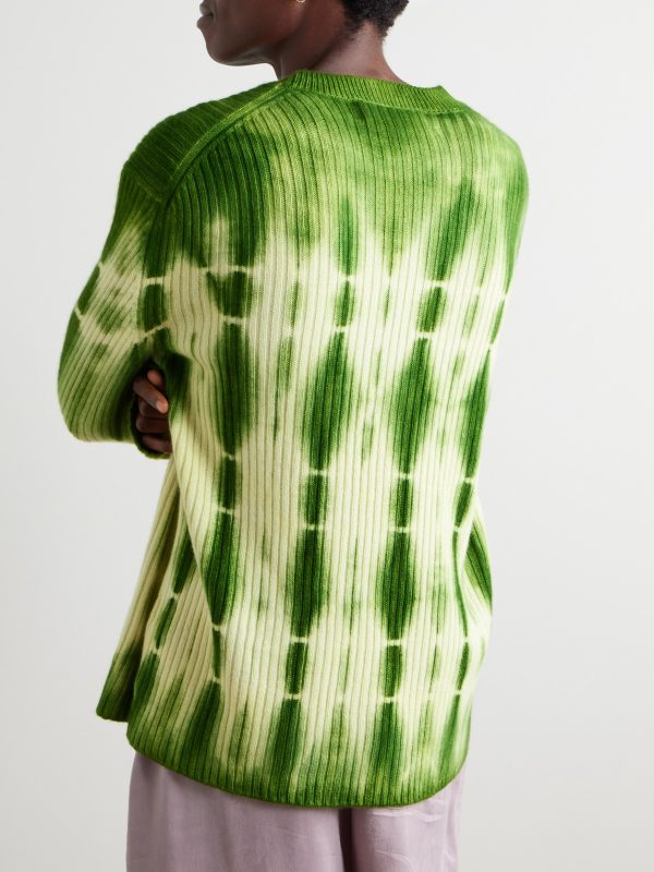 Wire Tie-Dyed Ribbed Cashmere Sweater - BK Wire Tie-Dyed Ribbed Cashmere Sweater - BK