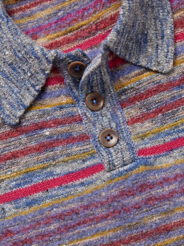 Explorer Striped Cashmere-Blend Polo Sweater - CU Explorer Striped Cashmere-Blend Polo Sweater - CU