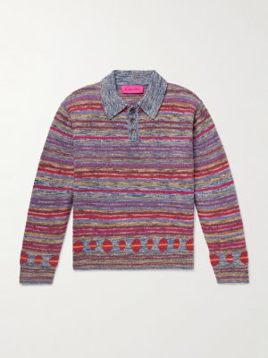 Explorer Striped Cashmere-Blend Polo Sweater Explorer Striped Cashmere-Blend Polo Sweater