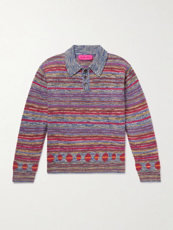 Explorer Striped Cashmere-Blend Polo Sweater Explorer Striped Cashmere-Blend Polo Sweater