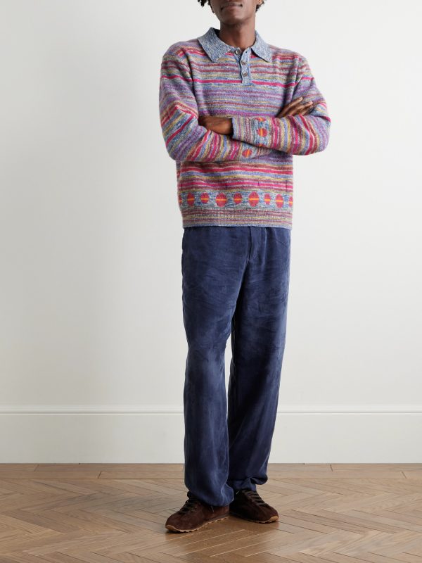 Explorer Striped Cashmere-Blend Polo Sweater - OU Explorer Striped Cashmere-Blend Polo Sweater - OU
