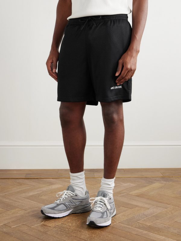 Straight-Leg Logo-Print Mesh Shorts - FR Straight-Leg Logo-Print Mesh Shorts - FR