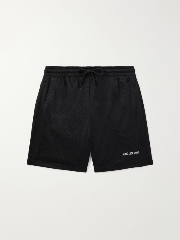 Straight-Leg Logo-Print Mesh Shorts Straight-Leg Logo-Print Mesh Shorts