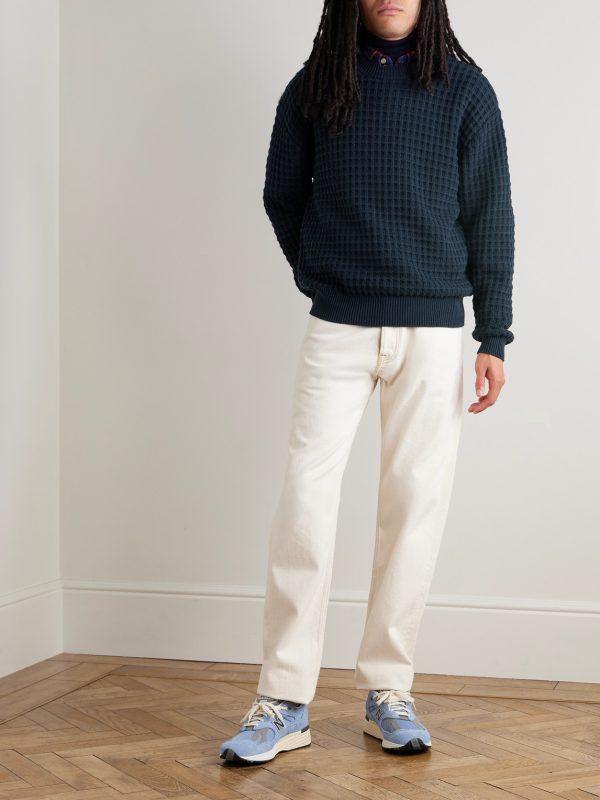 Waffle-Knit Cotton Sweater - OU Waffle-Knit Cotton Sweater - OU