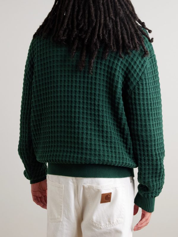 Waffle-Knit Cotton Sweater - BK