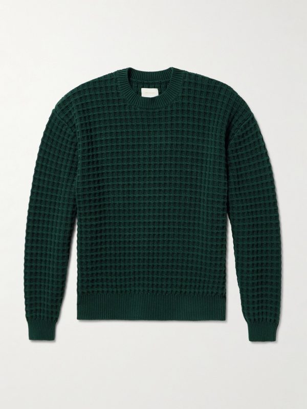 Waffle-Knit Cotton Sweater