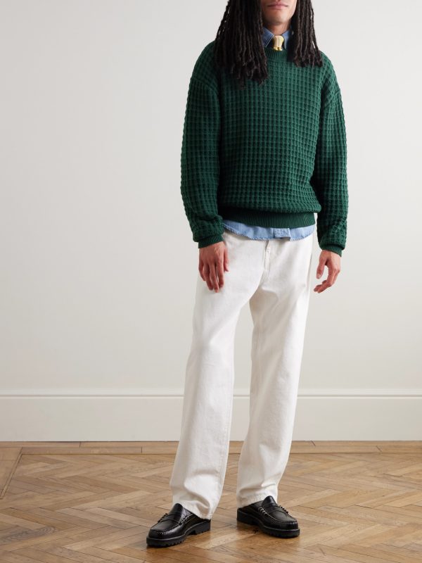 Waffle-Knit Cotton Sweater - OU