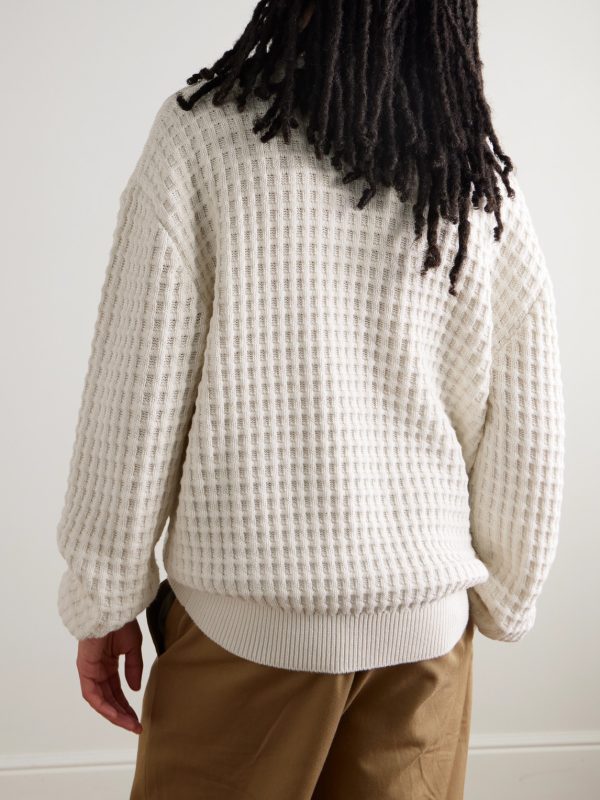 Waffle-Knit Cotton Sweater - BK Waffle-Knit Cotton Sweater - BK
