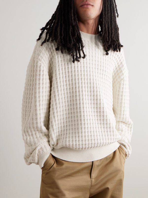 Waffle-Knit Cotton Sweater - FR Waffle-Knit Cotton Sweater - FR