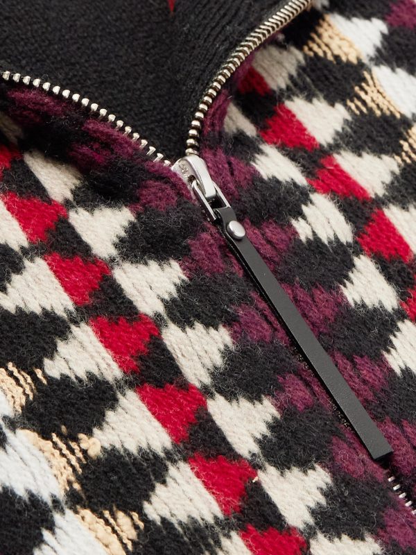 Jacquard-Knit Wool Zip-Up Gilet - CU