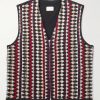 Jacquard-Knit Wool Zip-Up Gilet