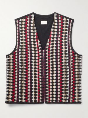 Jacquard-Knit Wool Zip-Up Gilet