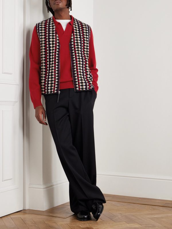 Jacquard-Knit Wool Zip-Up Gilet - OU