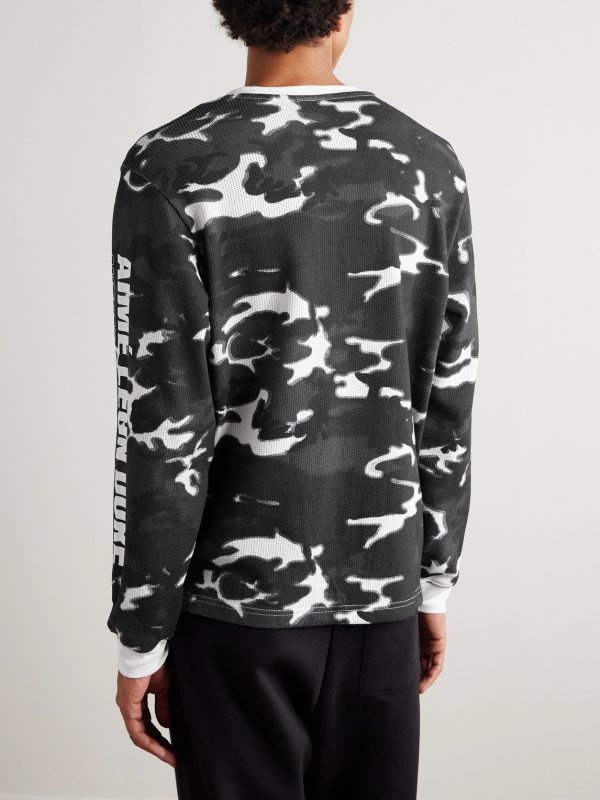 Camouflage-Print Cotton-Mesh T-Shirt - BK Camouflage-Print Cotton-Mesh T-Shirt - BK