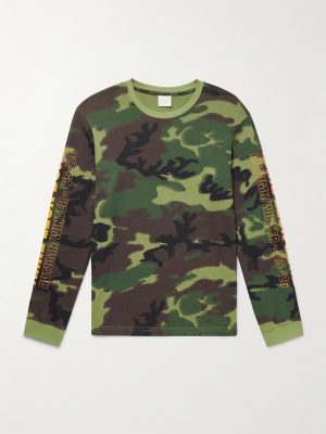 Camouflage-Print Waffle-Knit Cotton T-Shirt