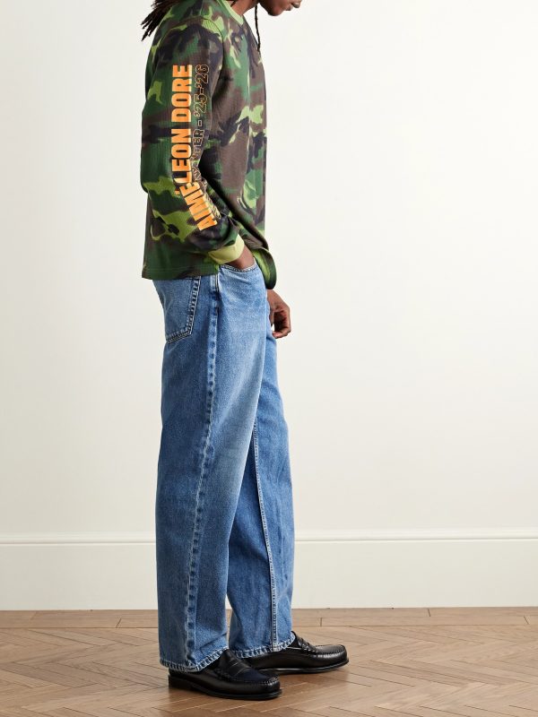 Camouflage-Print Waffle-Knit Cotton T-Shirt - OU