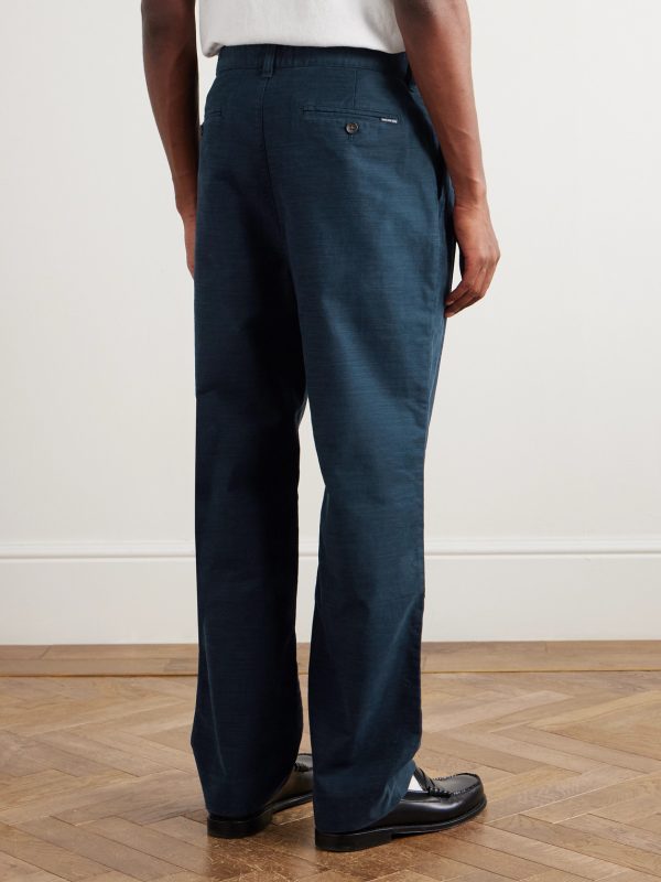 Straight-Leg Pleated Cotton-Sateen Trousers - BK Straight-Leg Pleated Cotton-Sateen Trousers - BK
