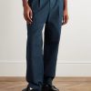 Straight-Leg Pleated Cotton-Sateen Trousers - FR Straight-Leg Pleated Cotton-Sateen Trousers - FR