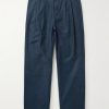Straight-Leg Pleated Cotton-Sateen Trousers Straight-Leg Pleated Cotton-Sateen Trousers