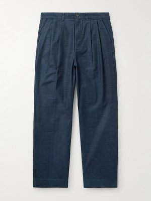Straight-Leg Pleated Cotton-Sateen Trousers Straight-Leg Pleated Cotton-Sateen Trousers