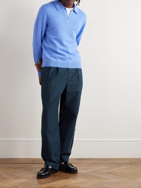 Straight-Leg Pleated Cotton-Sateen Trousers - OU Straight-Leg Pleated Cotton-Sateen Trousers - OU