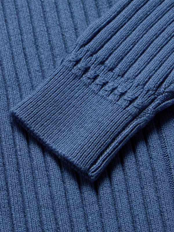Ribbed Merino Wool-Blend Zip-Up Sweater - E1 Ribbed Merino Wool-Blend Zip-Up Sweater - E1