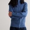Ribbed Merino Wool-Blend Zip-Up Sweater - FR Ribbed Merino Wool-Blend Zip-Up Sweater - FR