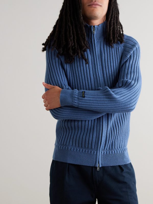 Ribbed Merino Wool-Blend Zip-Up Sweater - FR Ribbed Merino Wool-Blend Zip-Up Sweater - FR