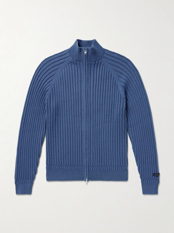 Ribbed Merino Wool-Blend Zip-Up Sweater Ribbed Merino Wool-Blend Zip-Up Sweater