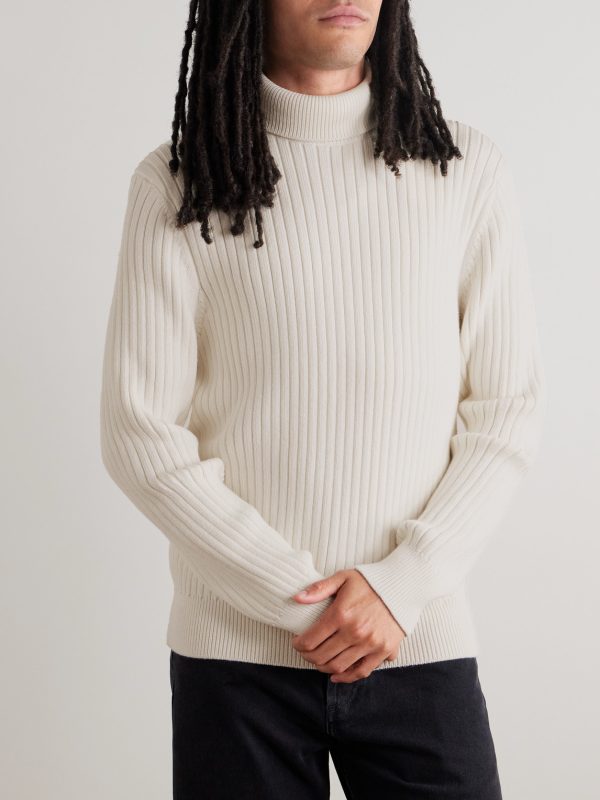 Ribbed Merino Wool and Cotton-Blend Rollneck Sweater - FR