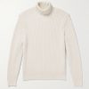 Ribbed Merino Wool and Cotton-Blend Rollneck Sweater