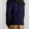 Ribbed Merino Wool and Cotton-Blend Rollneck Sweater - BK Ribbed Merino Wool and Cotton-Blend Rollneck Sweater - BK